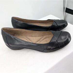 Naturalizer Black Leather Comfort Flats Size 10 Workwear Minimalist